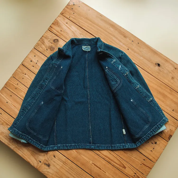 Kendo cloth four-pocket denim jacket thickened exquisite workmanship mountain style Japanese style all-match