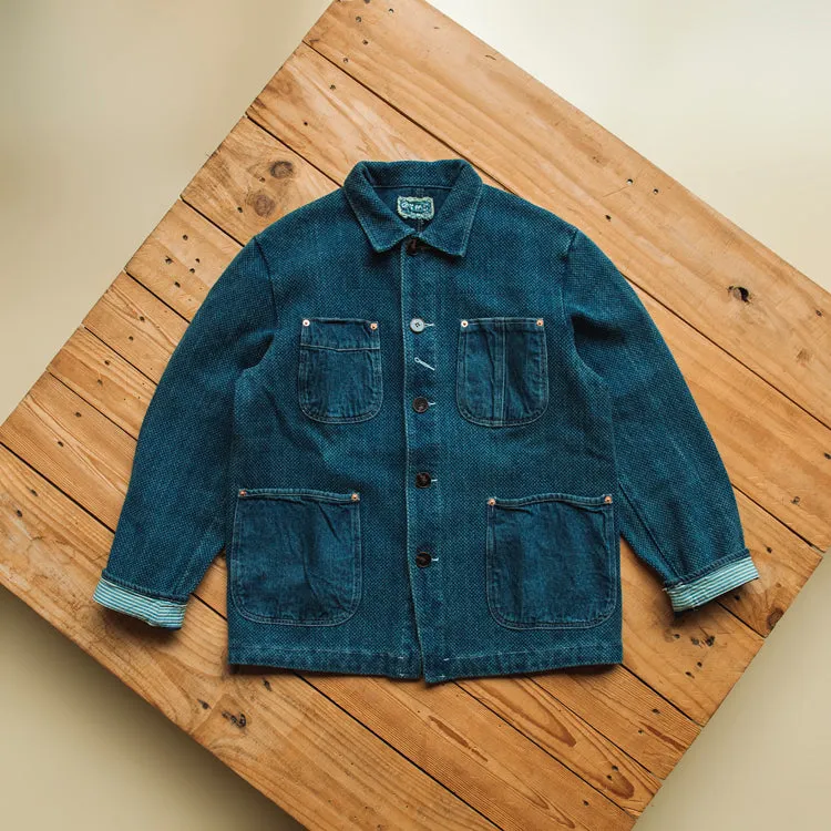 Kendo cloth four-pocket denim jacket thickened exquisite workmanship mountain style Japanese style all-match