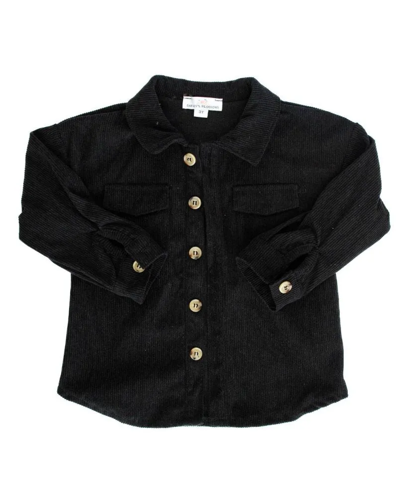 Kinsley Shirt Jacket - Black Corduroy