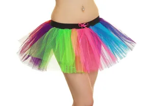 Ladies Girls 3 Layer Rainbow Tutu Skirt Retro Hen Clown Fancy Dress Party Tutu Skirt