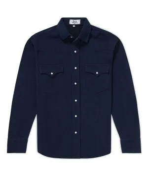 Long Sleeve Western Shirt - Navy Flannel