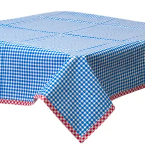 Odd Sized Gingham Blue Oilcloth Tablecloths