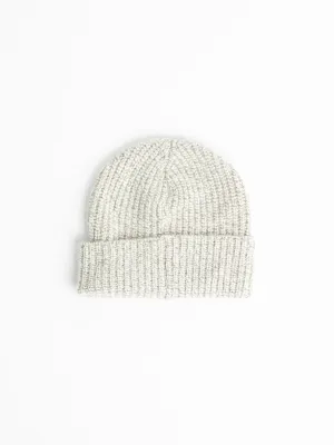 Olive/White Cashmere Chiné Rib Knit Beanie