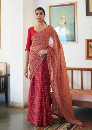 Poppy Checkered Saree