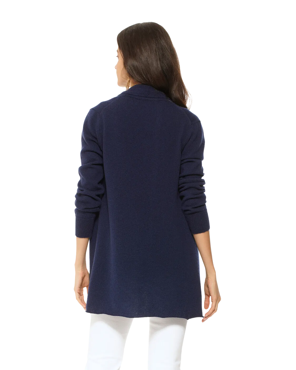 Pure Cashmere Open Front Cardigan Blue