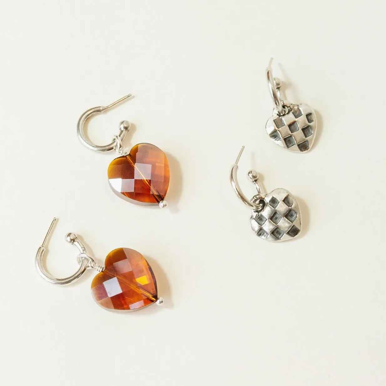 "Picnic" Checkered Heart Hoop Earrings