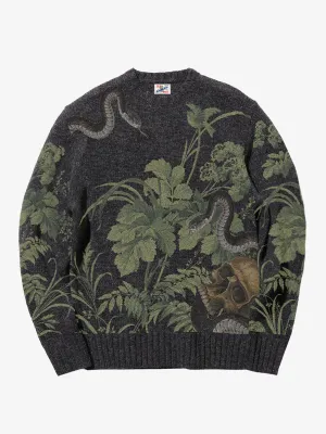 Snake & Skull Crew Neck Jacquard Knitted Sweater