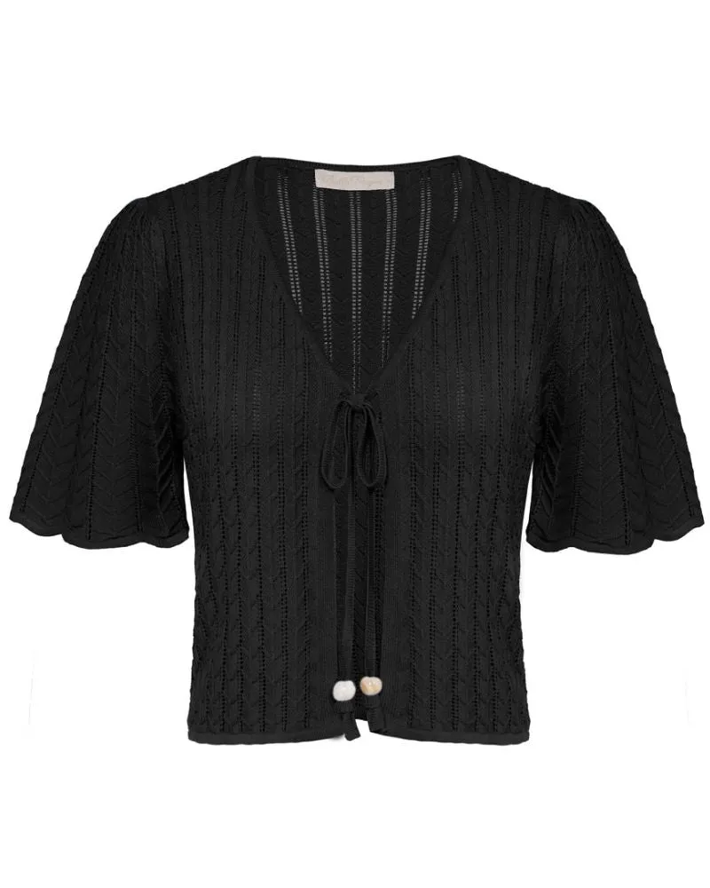 Summer Lightweight Bolero Shrug Tie Front 1/2 Sleeve Open Front Knit Cropped Cardigan