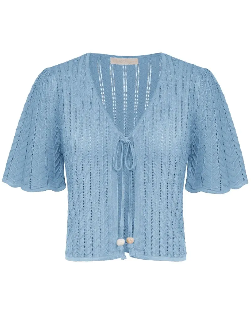 Summer Lightweight Bolero Shrug Tie Front 1/2 Sleeve Open Front Knit Cropped Cardigan