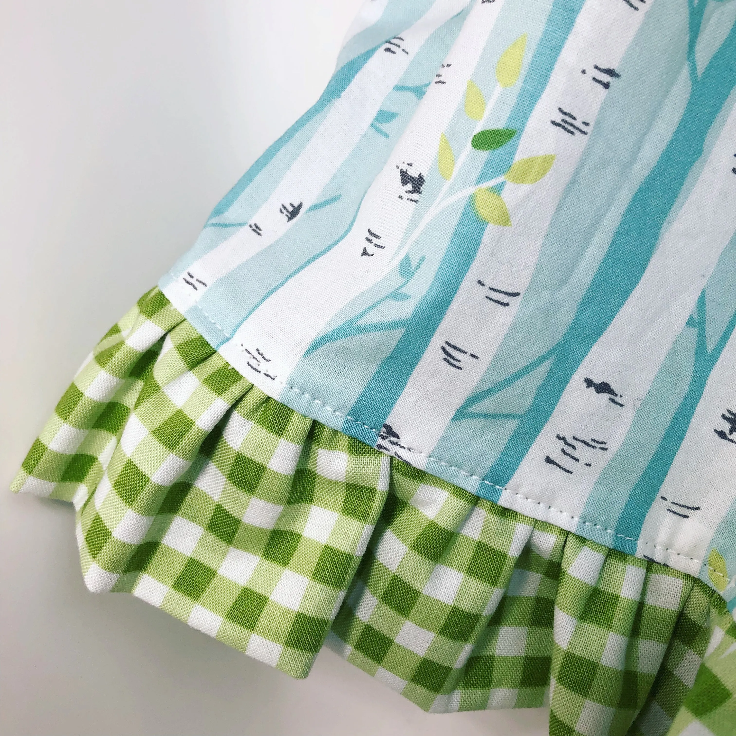 Twirl Skirt Birch Trees Birds Gingham