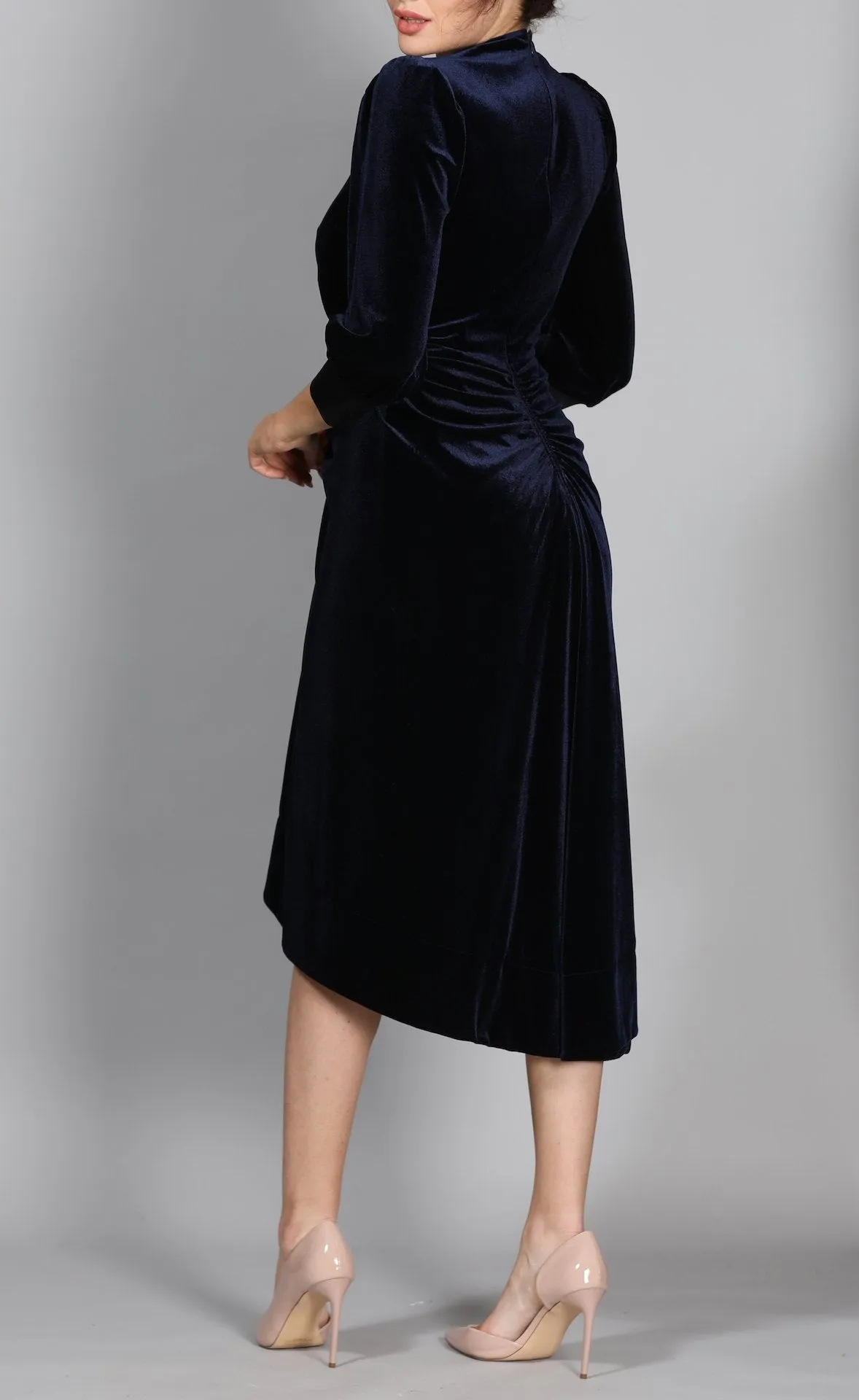 Velvet Ruched Front Dress