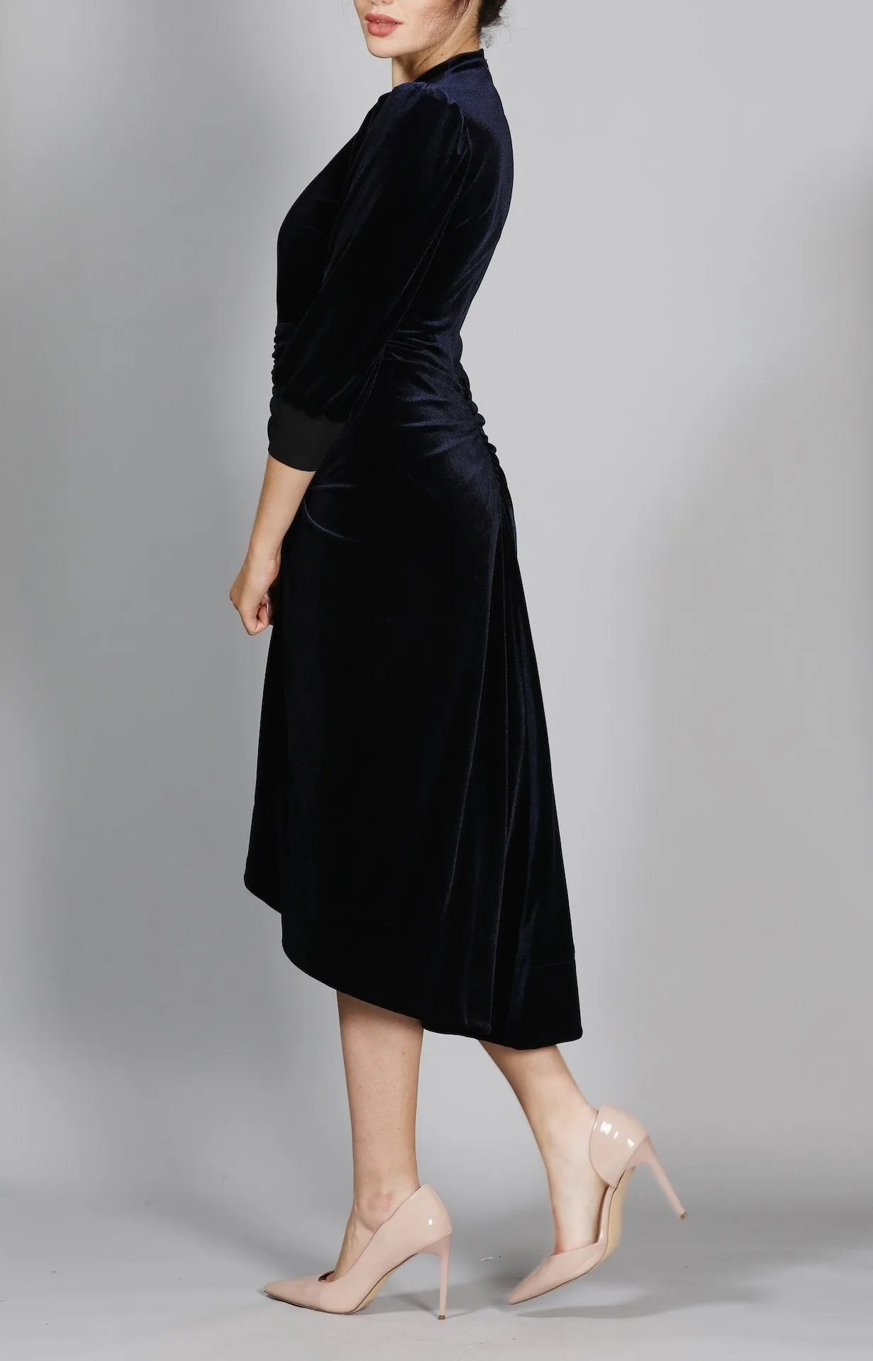 Velvet Ruched Front Dress