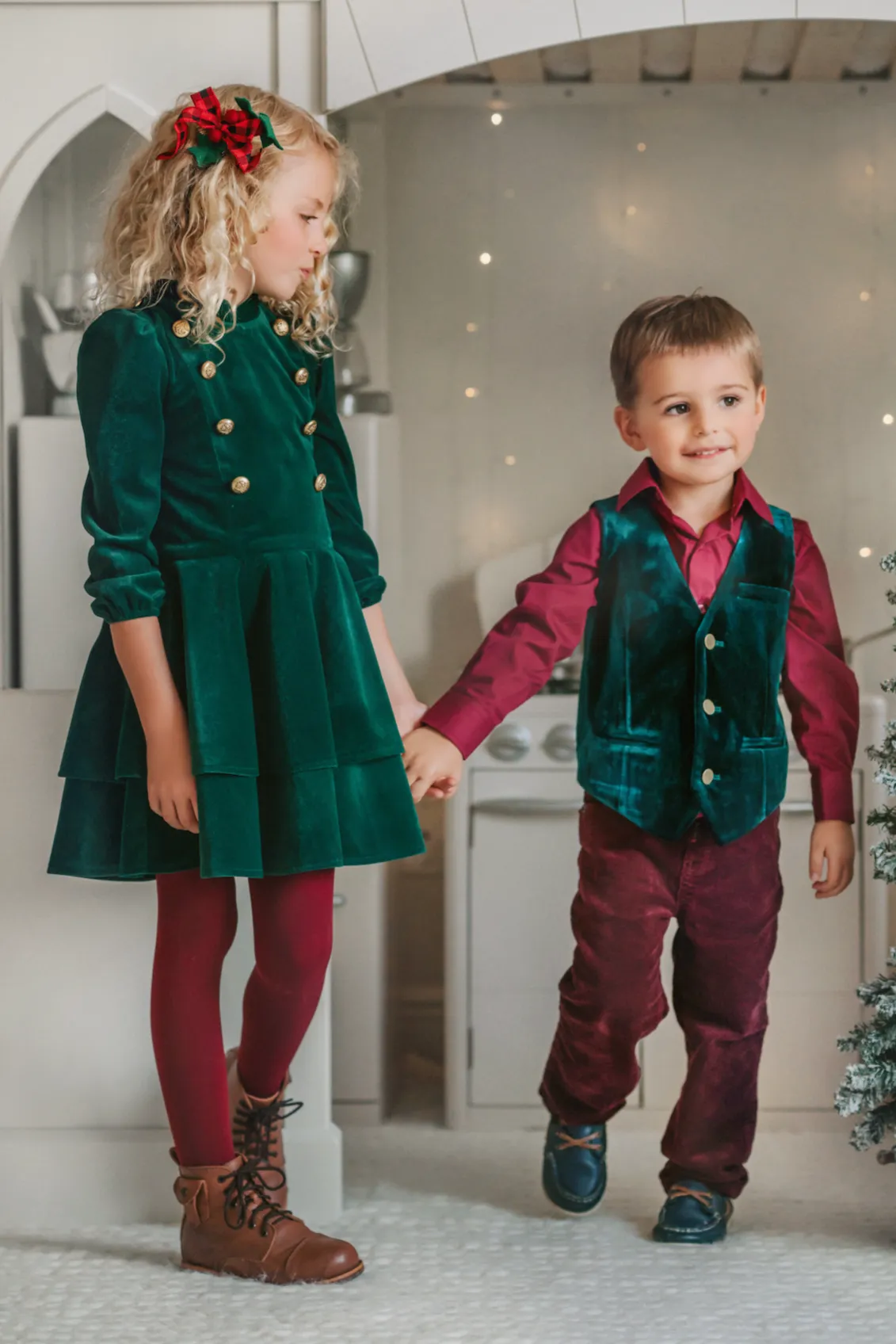 Very Merry Evergreen Velvet Frock