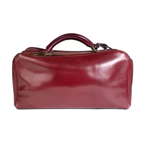 Vintage Burgundy Leather Short Travel Bag