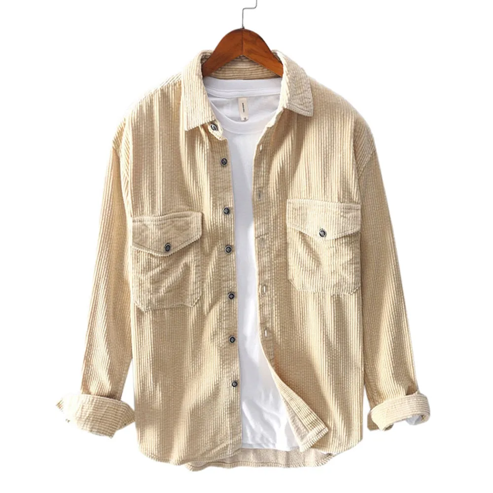 West Louis™ Fashion Brand Corduroy Loose Shirt