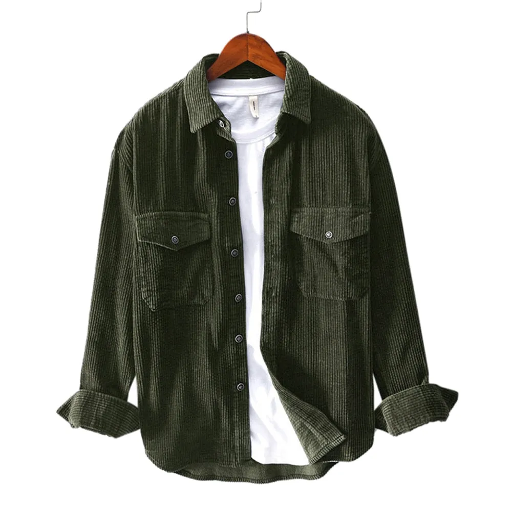 West Louis™ Fashion Brand Corduroy Loose Shirt