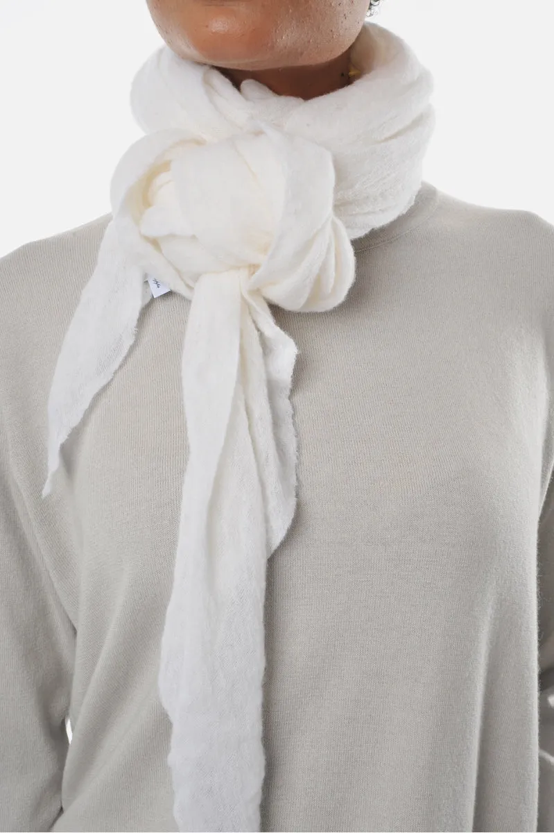 White Classic Knit Diamond Cashmere Scarf