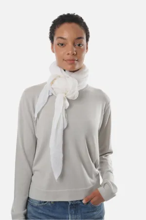 White Classic Knit Diamond Cashmere Scarf