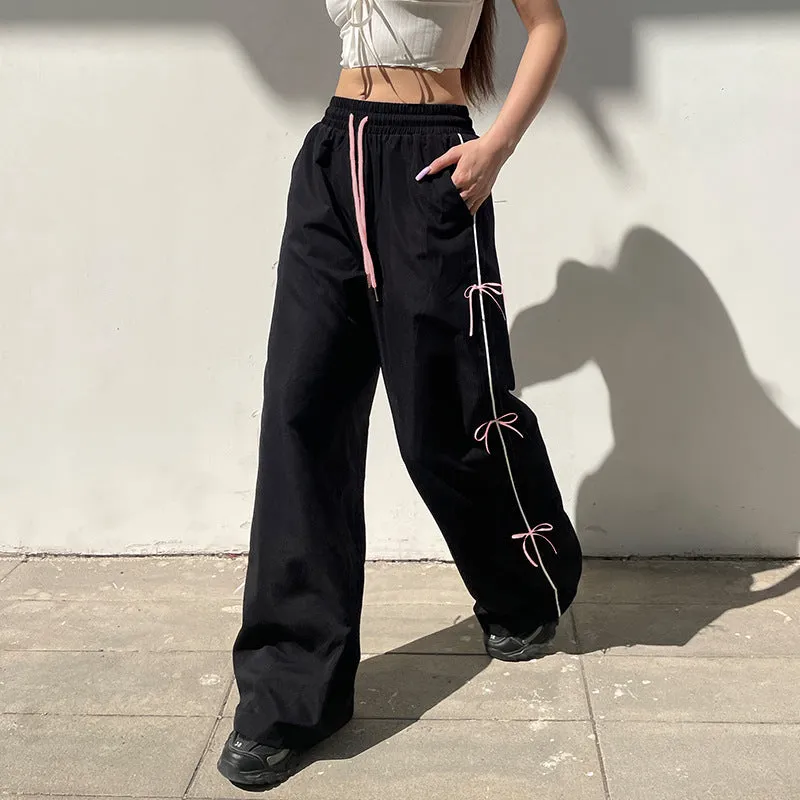 Wide-Leg Pants with Lace-Up Side Details