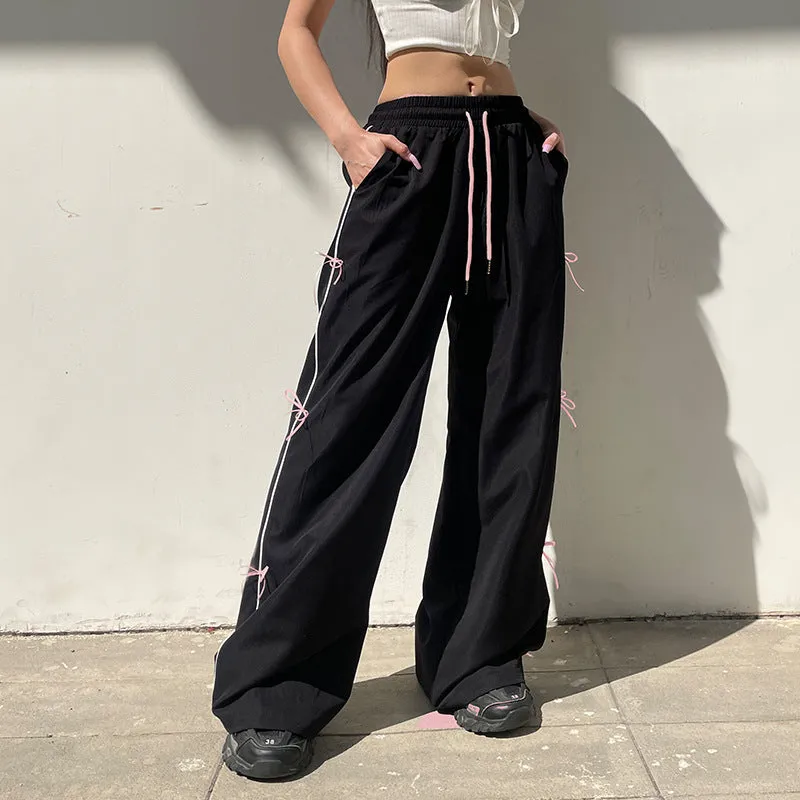 Wide-Leg Pants with Lace-Up Side Details