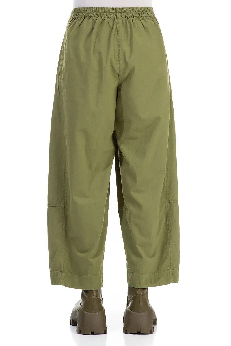 Wide Olive Cotton Trousers