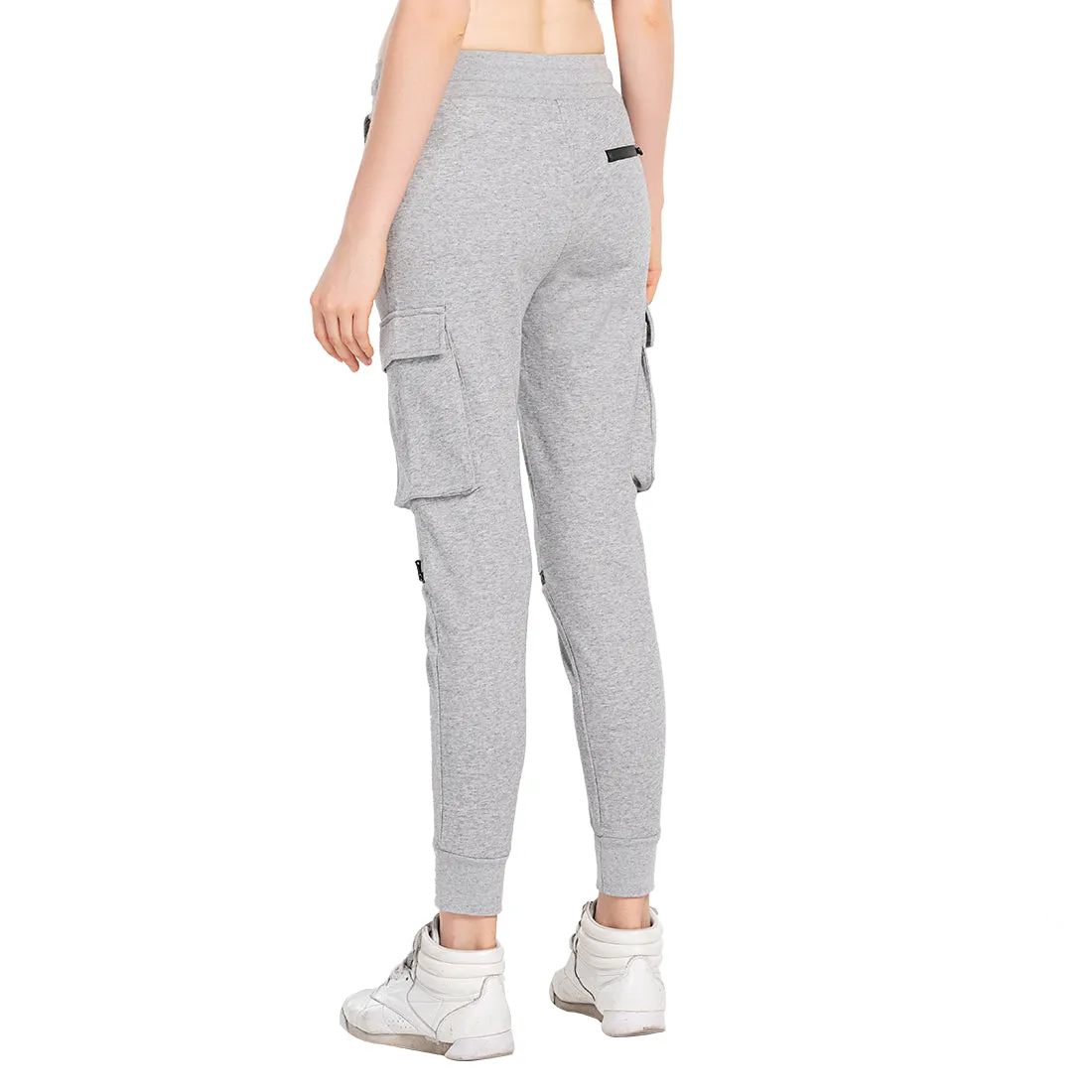 Women's Cargo joggers Stretch Zipped Knee Sporty  Black Grey Blue S M L XL