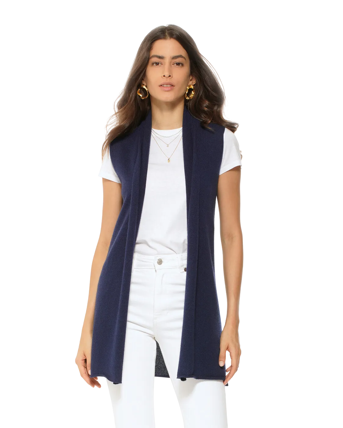 Women's Pure Cashmere Sleeveless Cardigan Blue