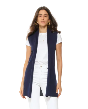 Women's Pure Cashmere Sleeveless Cardigan Blue