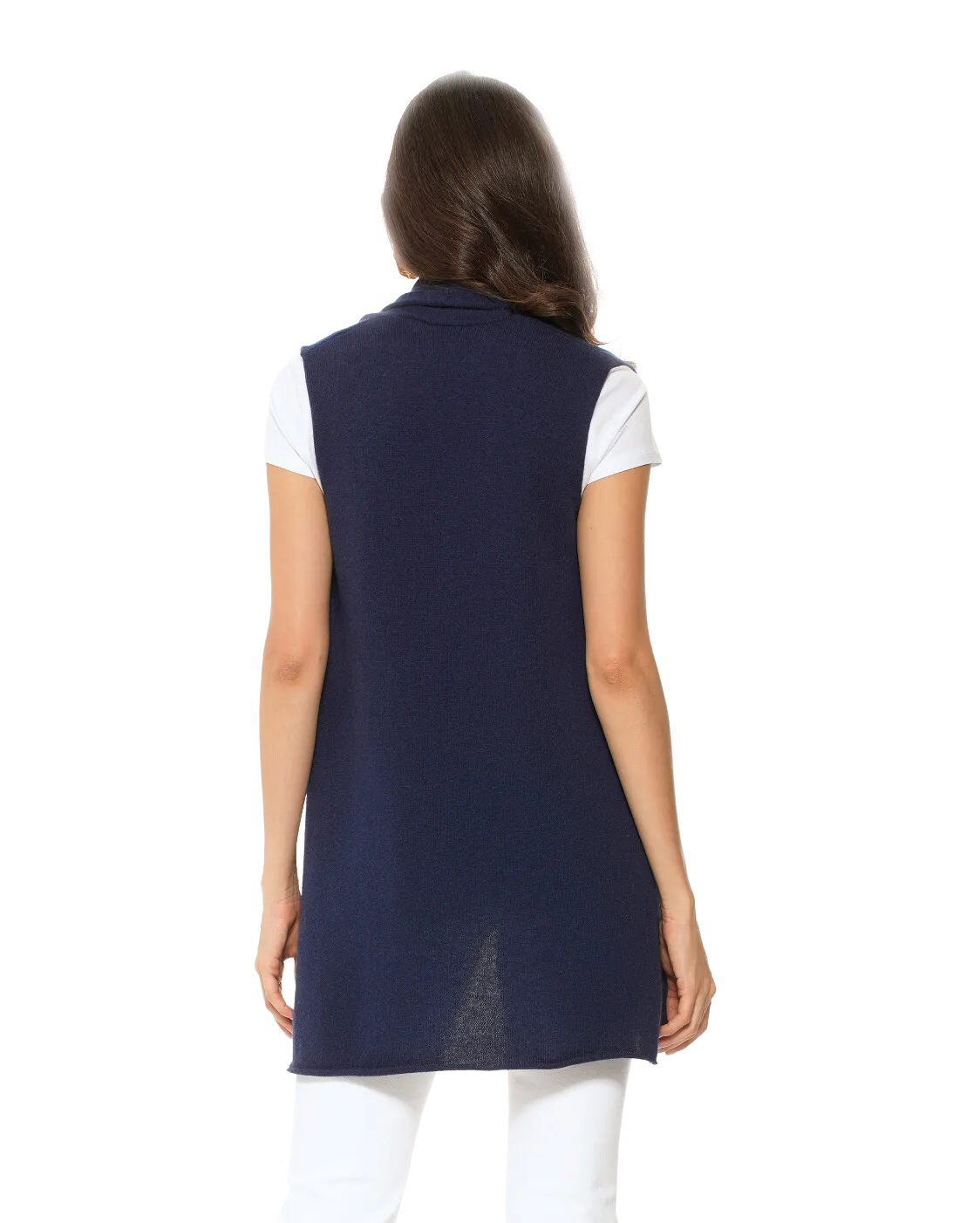 Women's Pure Cashmere Sleeveless Cardigan Blue