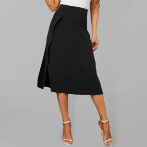 Women’s Solid Color Slit A Line Midi Skirt