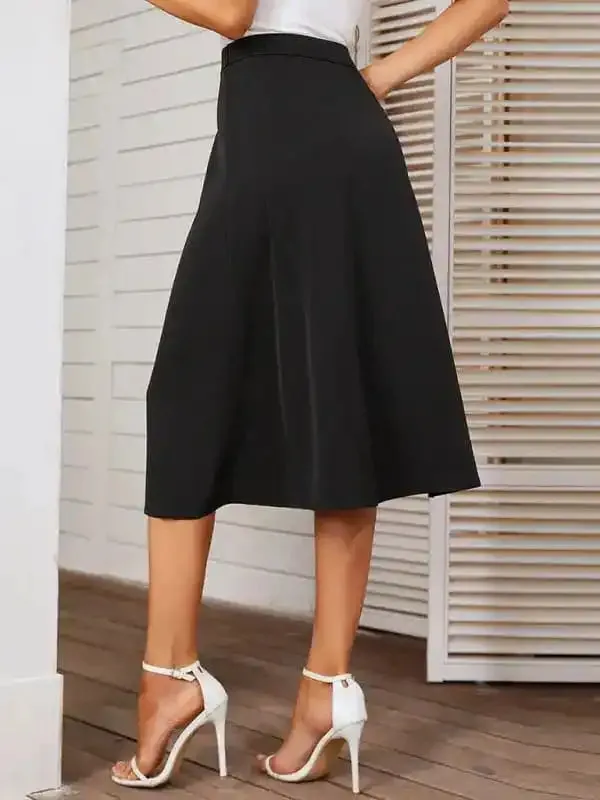 Women’s Solid Color Slit A Line Midi Skirt